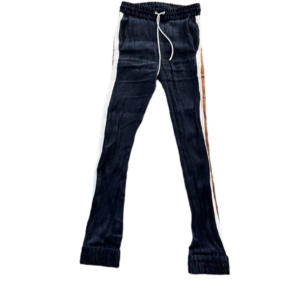 Veronica Beard Lang Tuxedo-Striped Metallic Textured-Voile Joggers Size XS - Picture 1 of 9